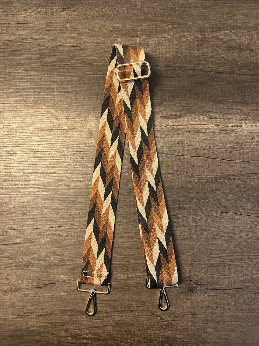 Adjustable Brown Geometric Strap for Bags